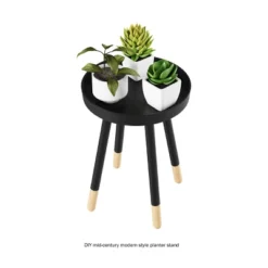 Hastings Home Round End Table – Wooden Stand With Tray Top, Black -Hastings House GUEST fa8241bb 378d 441c 8826 d4be8a3fb8b9