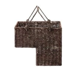 Hastings Home Handmade Woven Wicker Staircase Basket - Brown -Hastings House GUEST fe0e7f84 5aaf 42ec 8f54 da639a614a4f