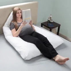 Hastings Home U-Shaped Full-Body Support Pregnancy Pillow With Zippered Cover - White, 60" X 38" -Hastings House GUEST fe5cbb22 eecf 49e1 bfef f78d50b406a4