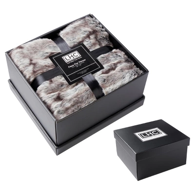 Hastings Home Premium Faux Chinchilla Fur Striped Blanket With Gift Box - Umber/Chocolate 1 Hastings Home Premium Faux Chinchilla Fur Striped Blanket With Gift Box - Umber/Chocolate